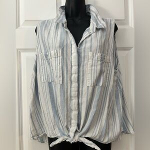 Striped Blue and White Sleeveless Top